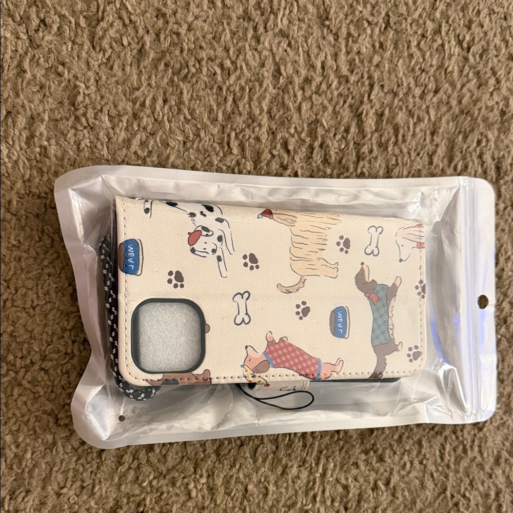 Apple Dog Pattern Phone Case - Cream and Brown